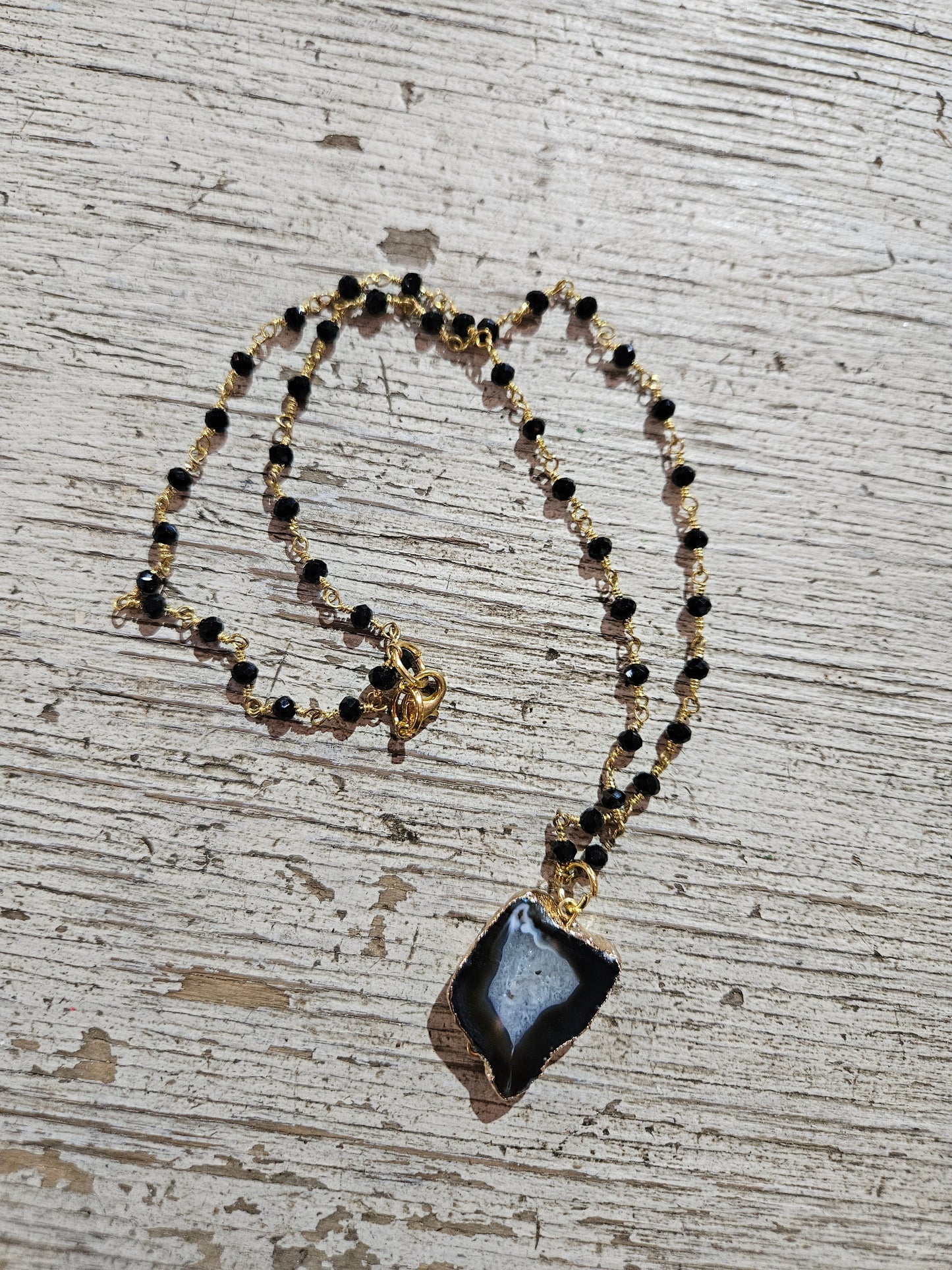 Black and Gold Geode Necklace