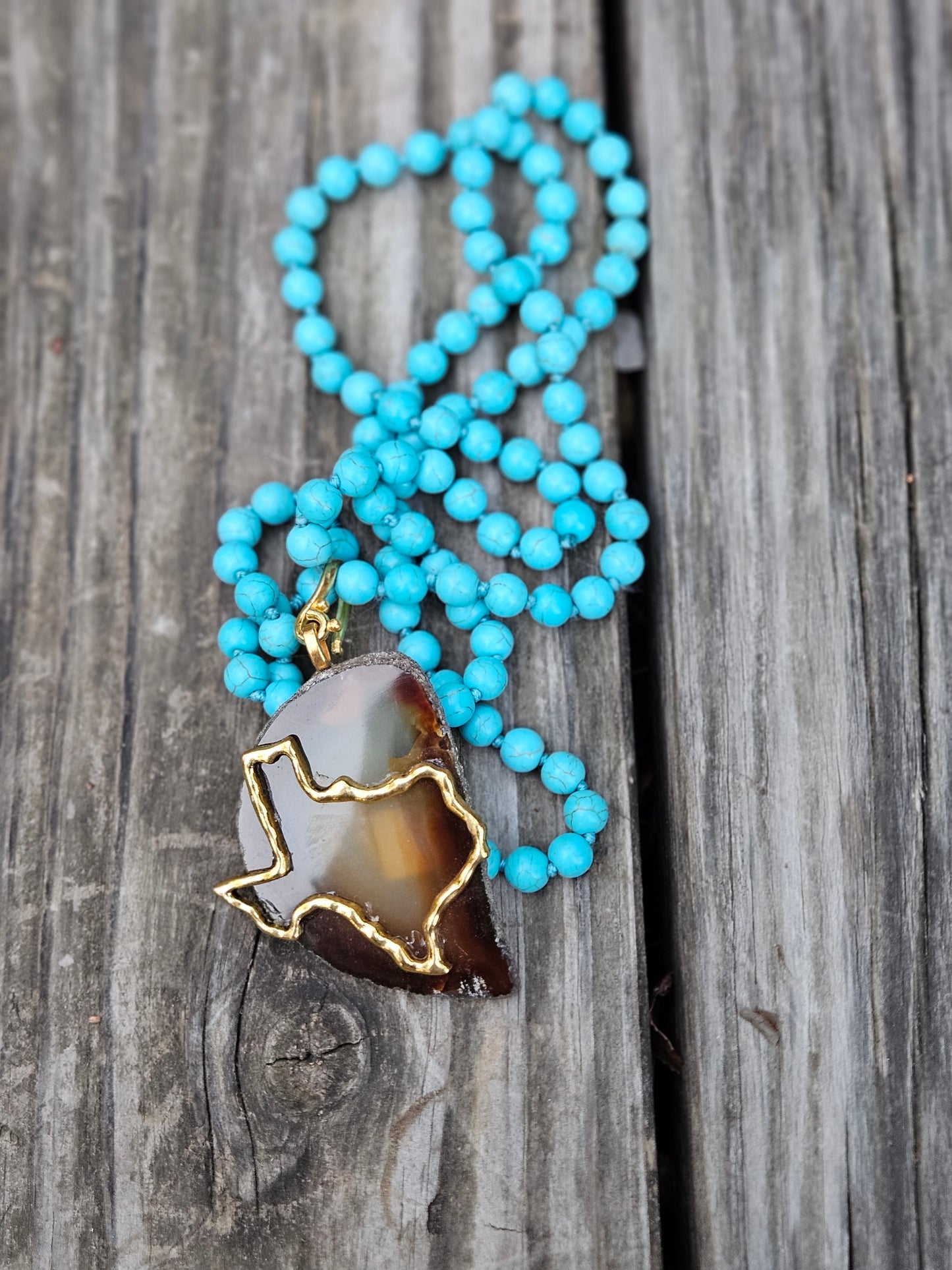 Brown Large Gold Texas Pendant