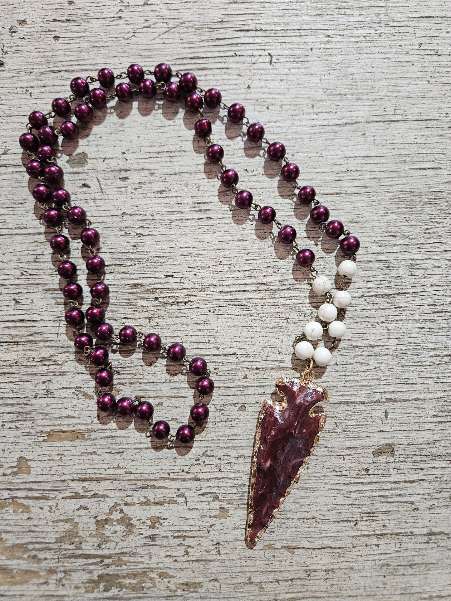 Maroon Arrowhead Necklace