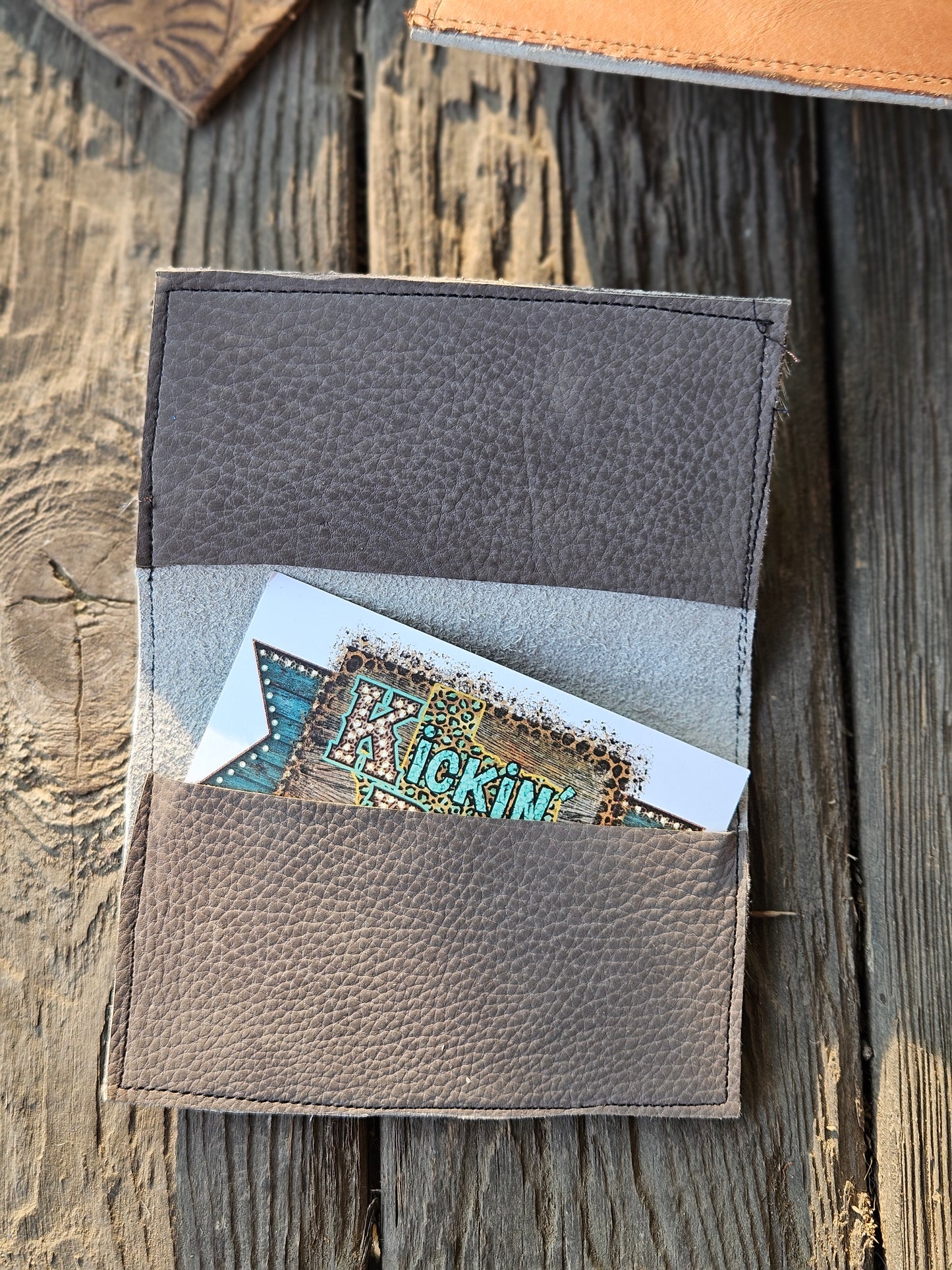 White Cowhide with Black Speckles Card Holder