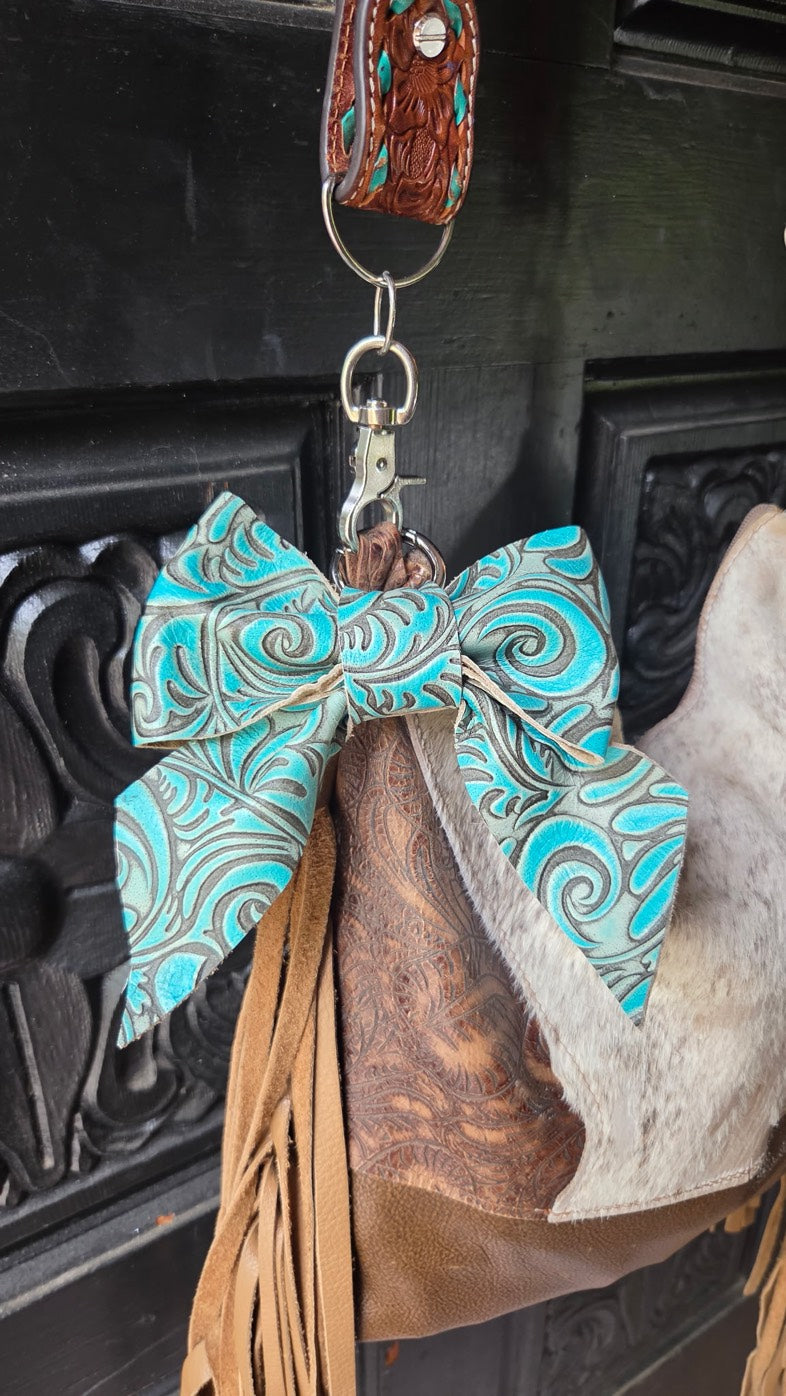 Bow Clip - Genuine Leather - Blue