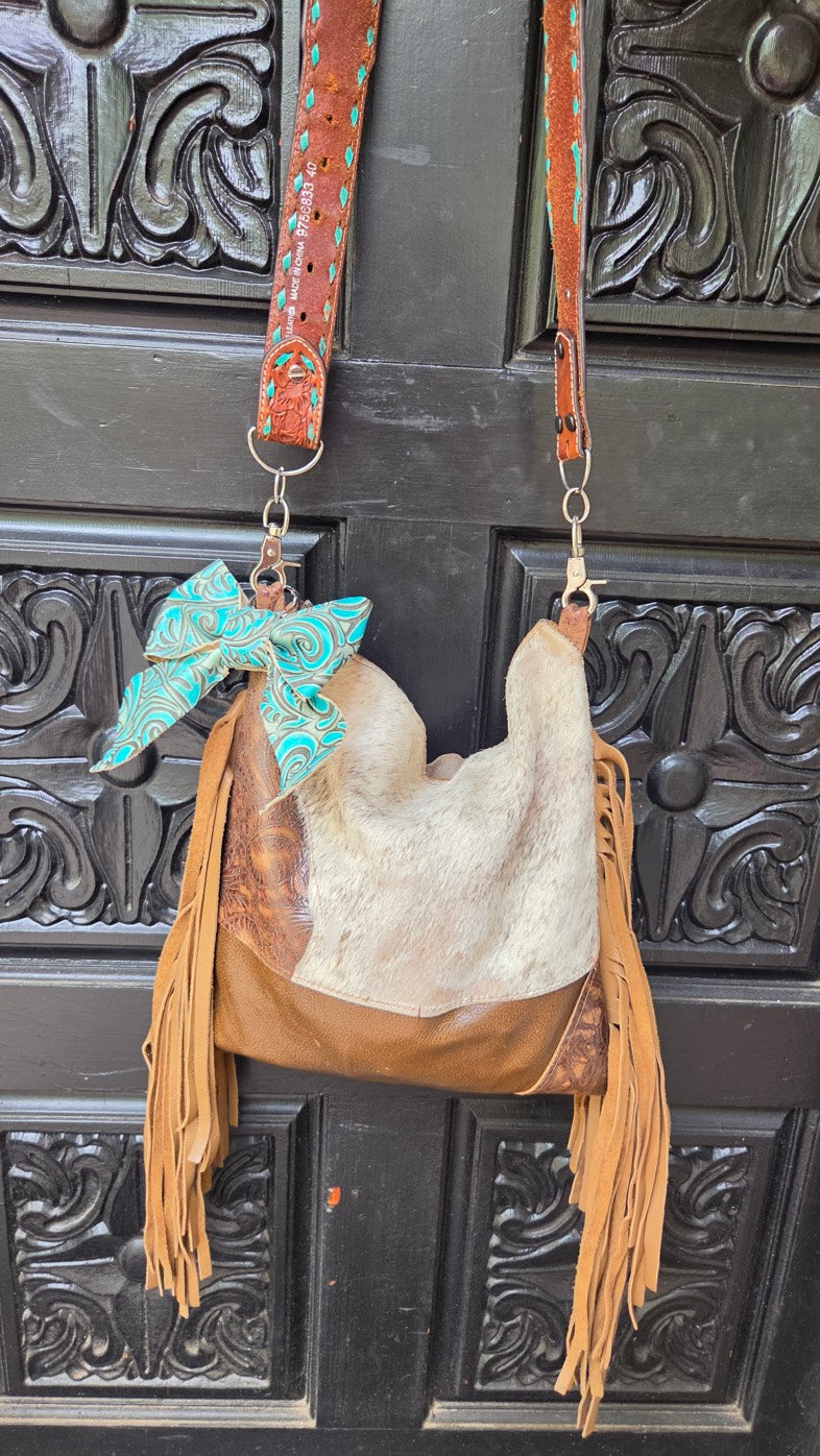 Bow Clip - Genuine Leather - Blue