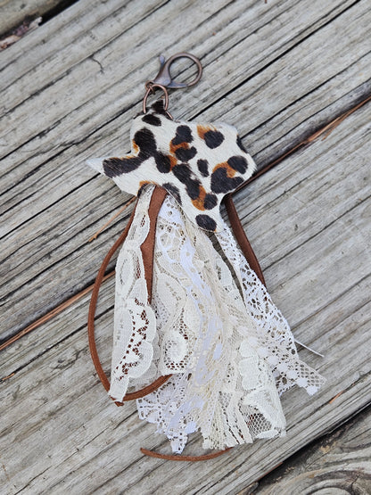 Leopard Printed Cowhide Texas Zipper Pull