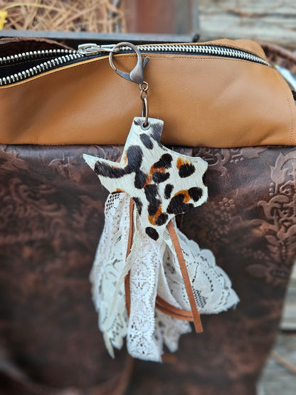 Leopard Printed Cowhide Texas Zipper Pull