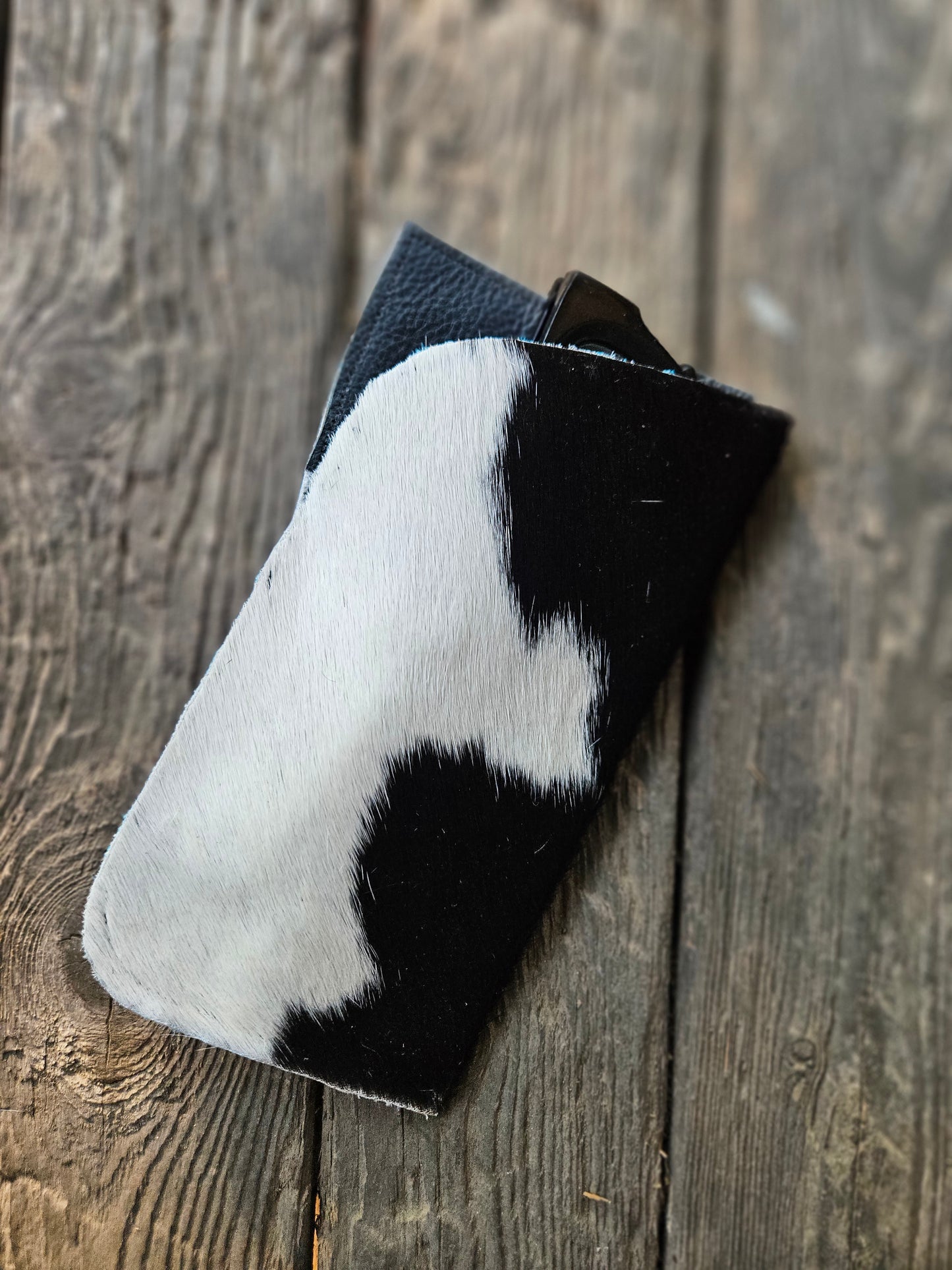 Black and White Cowhide Glasses Case