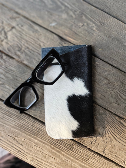 Black and White Cowhide Glasses Case