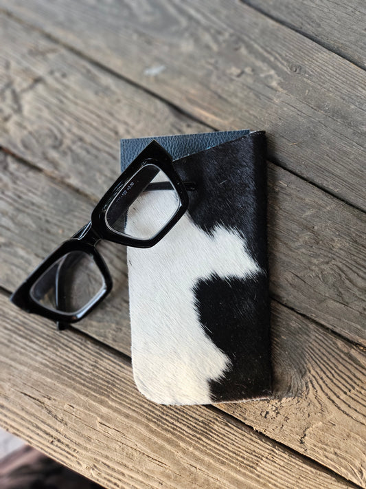 Black and White Cowhide Glasses Case