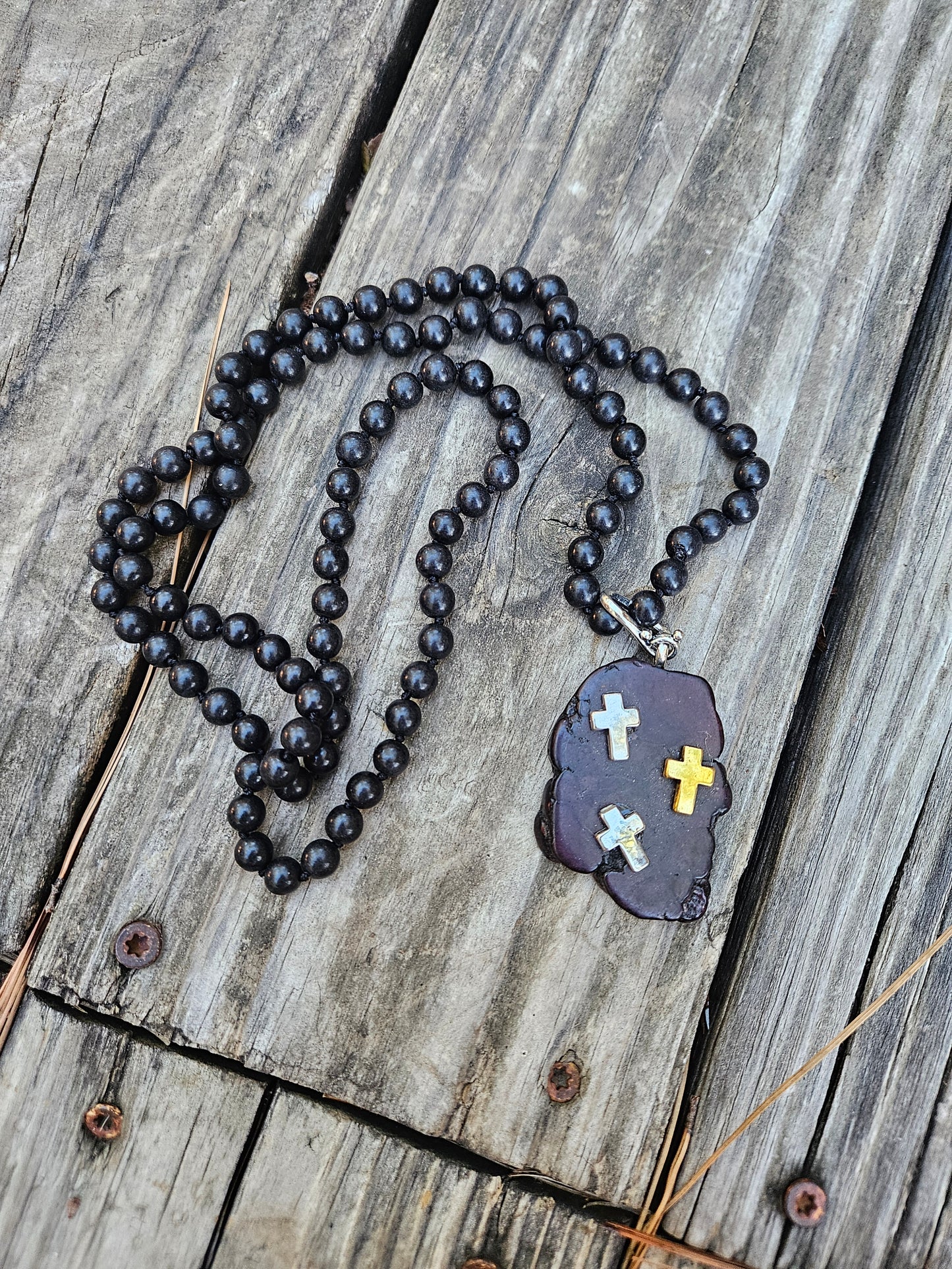 Black Triple Cross Pendant