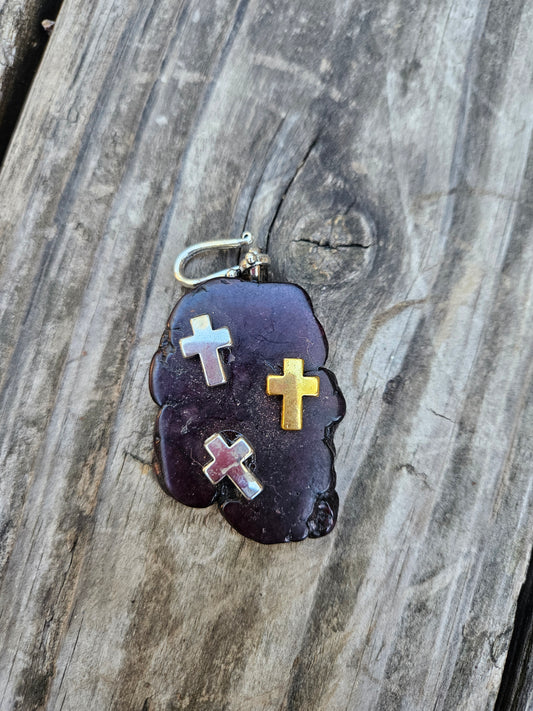 Black Triple Cross Pendant