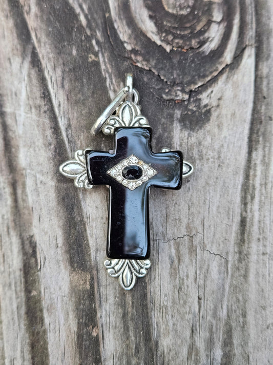 Black Double Cross Pendant