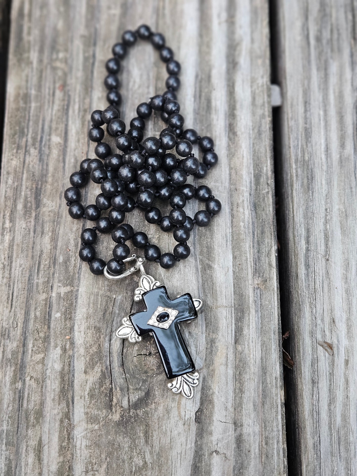 Black Double Cross Pendant