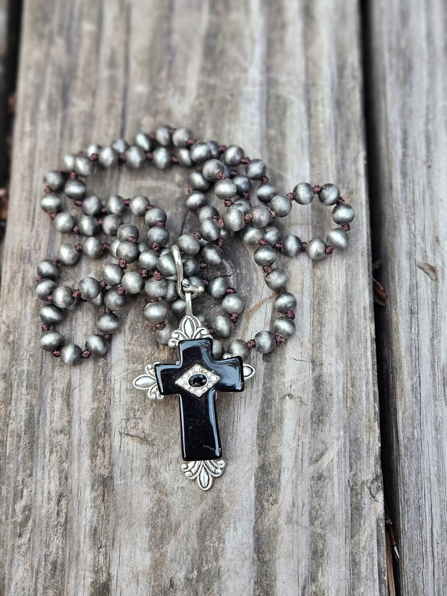 Black Double Cross Pendant