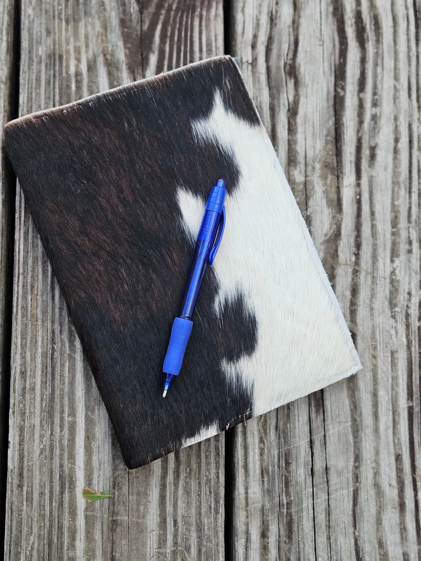 Dark Brown and White Spotted Cowhide Journal