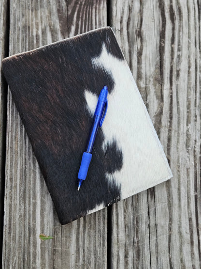 Dark Brown and White Spotted Cowhide Journal