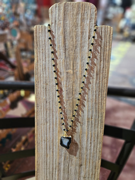 Black and Gold Geode Necklace