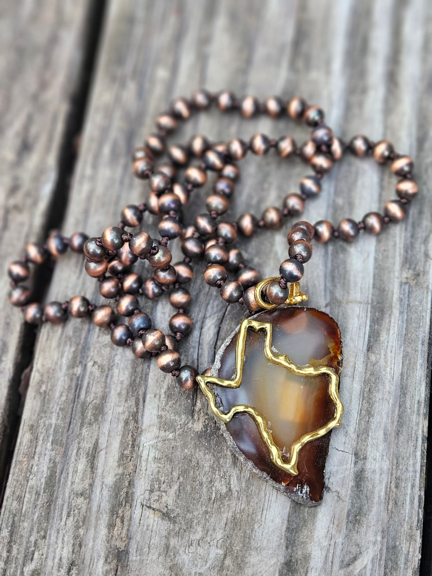 Brown Large Gold Texas Pendant
