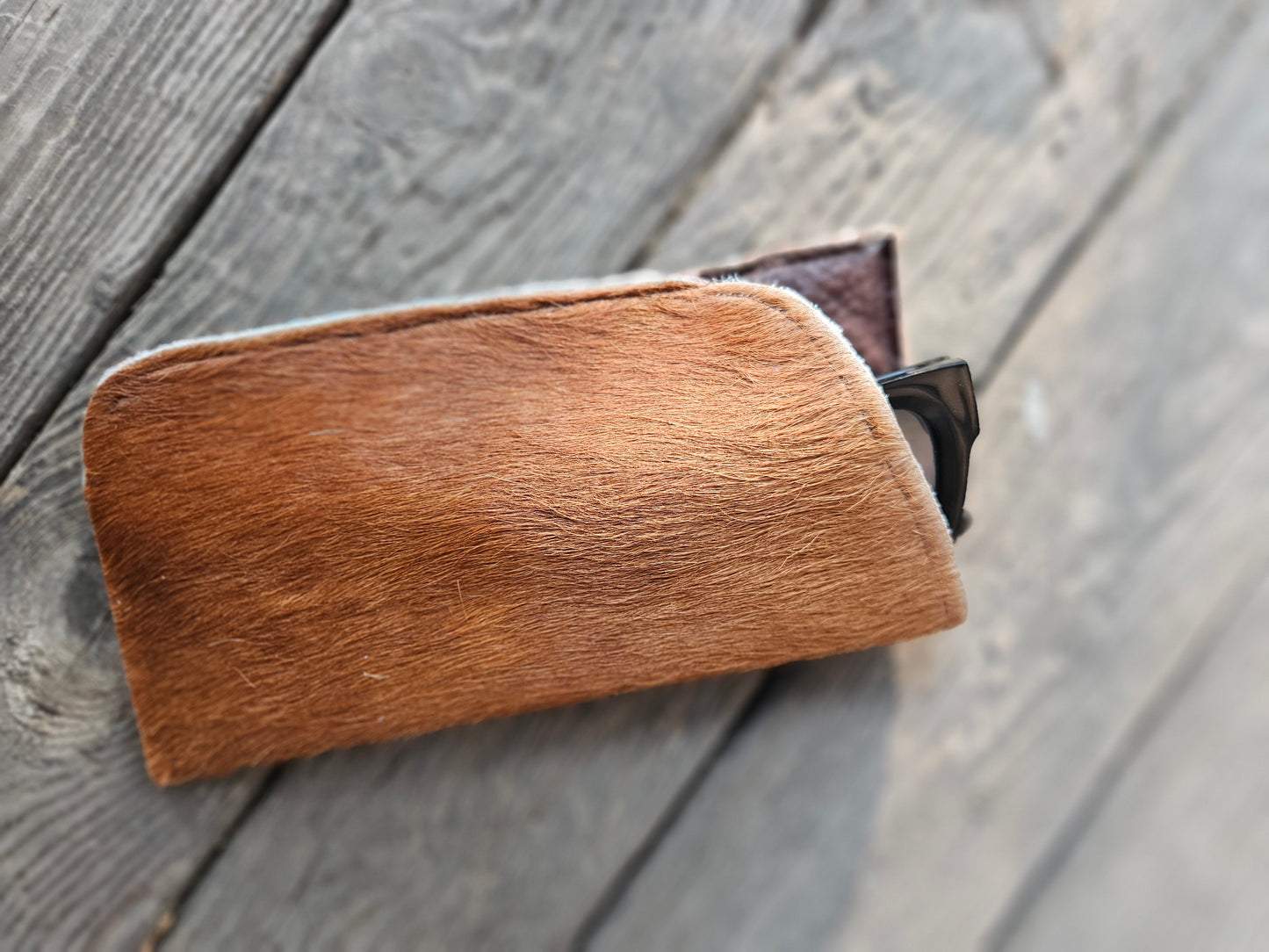 Red/Brown Cowhide Glasses Case