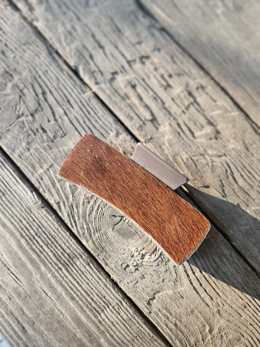 Medium Brown Cowhide Hair Clip