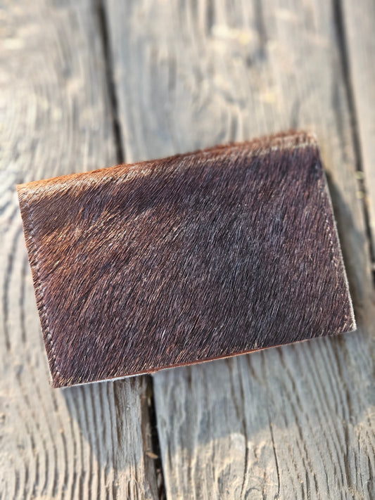 Brown Ombre Cowhide Card Holder with Natural Scar Lines