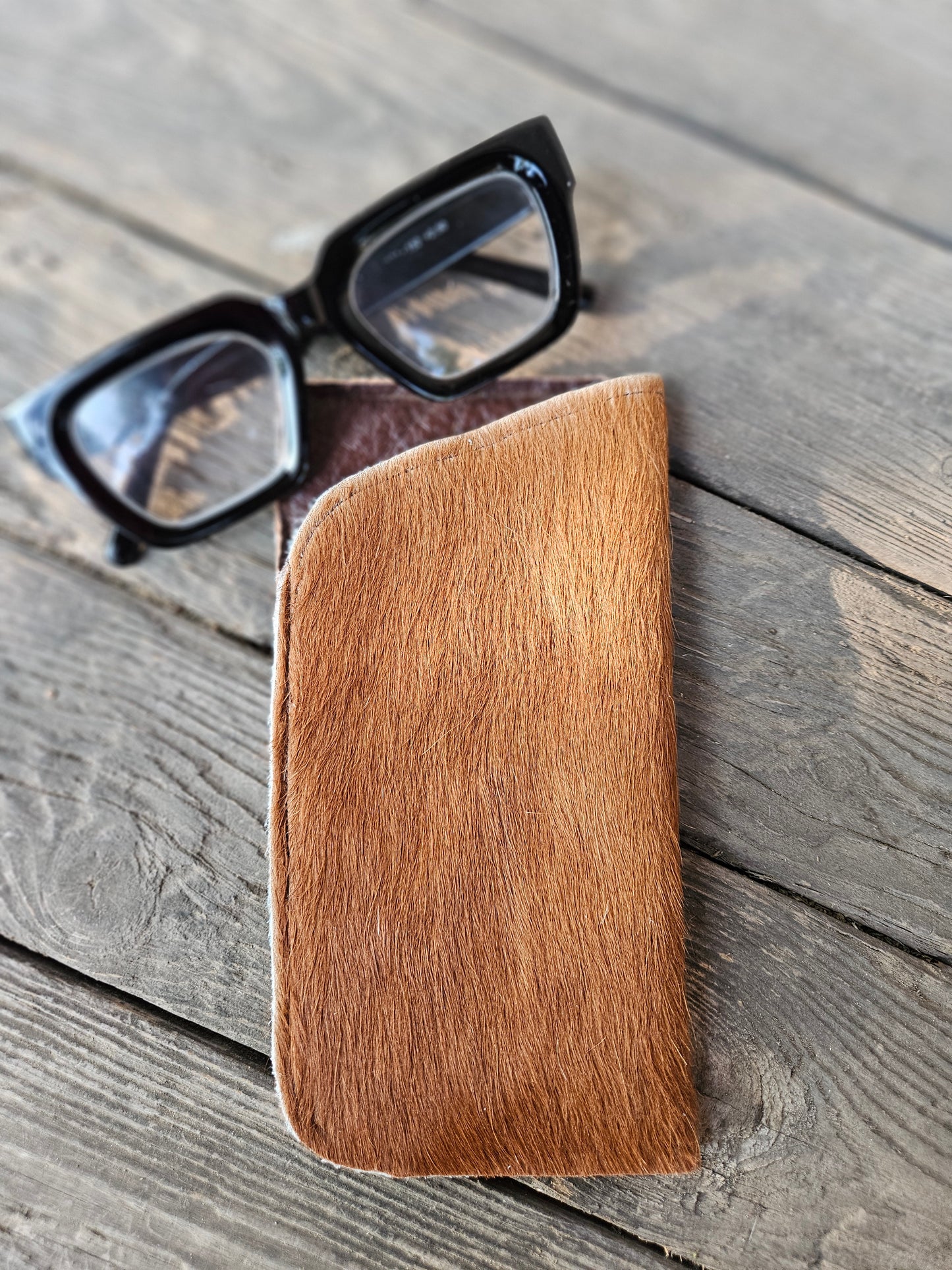 Red/Brown Cowhide Glasses Case
