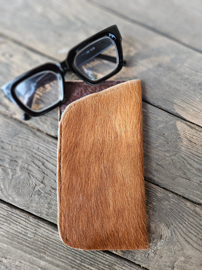 Red/Brown Cowhide Glasses Case