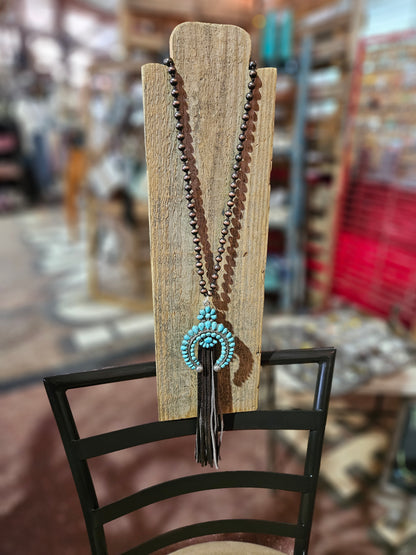 Copper Navajo Pearl Squash Blossom Necklace