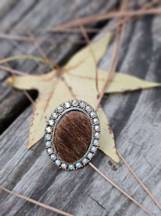 Brown Cowhide Ring