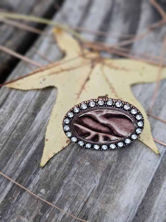 Brown Embossed Leather Ring