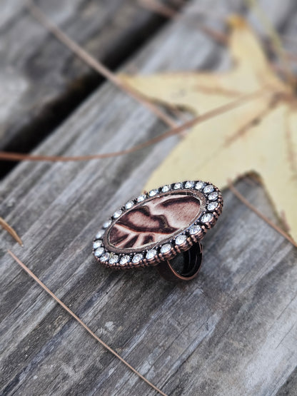 Brown Embossed Leather Ring