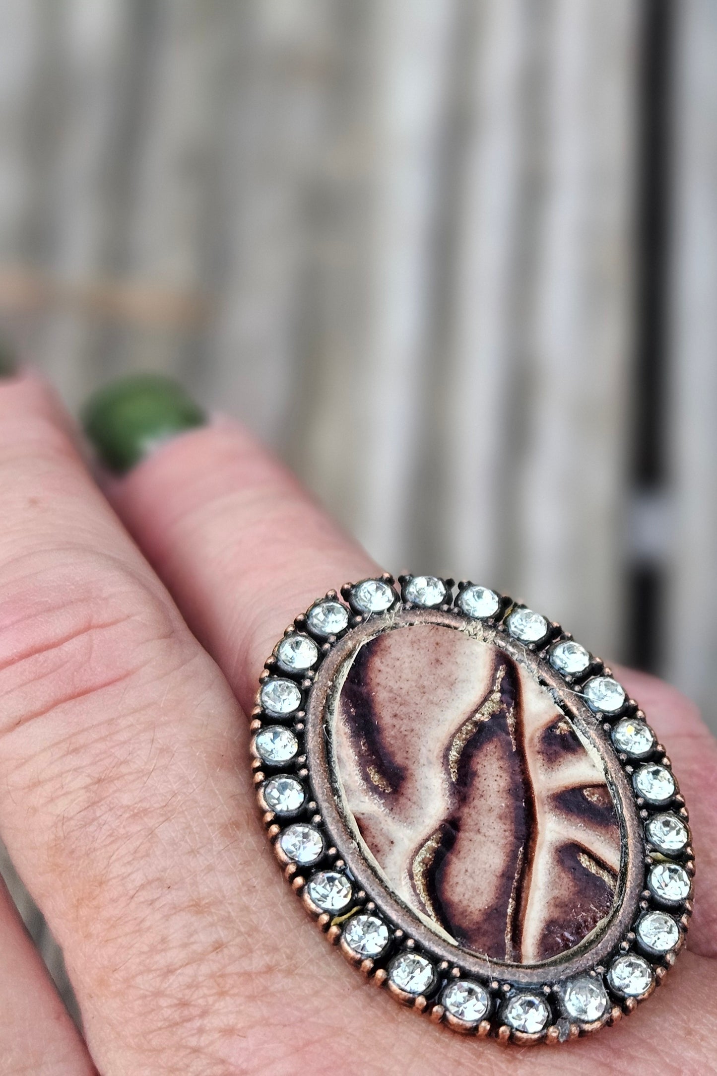 Brown Embossed Leather Ring