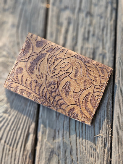 Brown Embossed Leather Card Holder