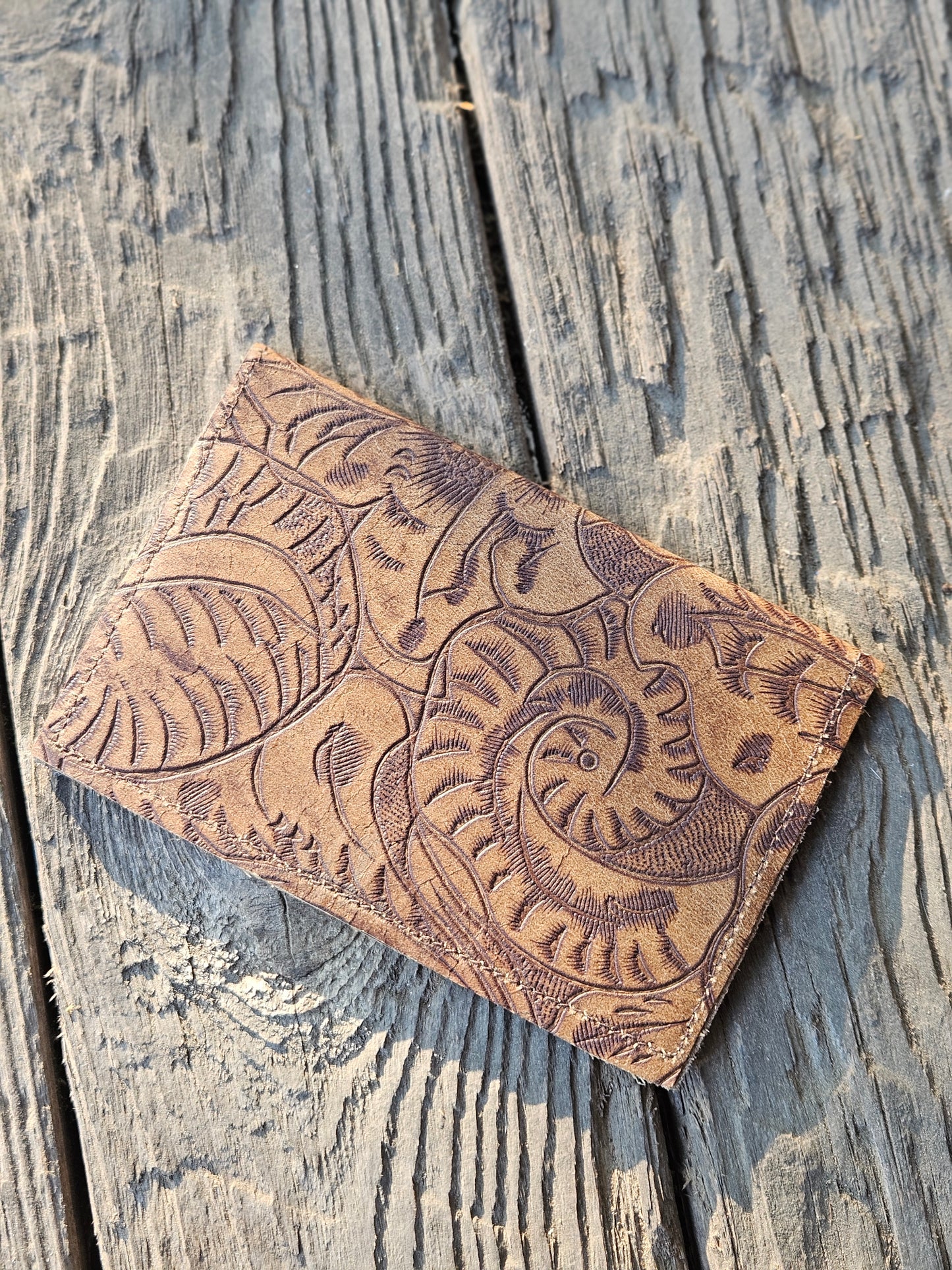 Brown Embossed Leather Card Holder
