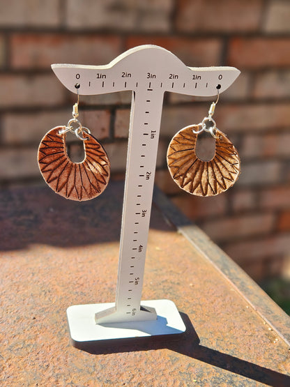 Light Brown Sunburst Embossed Earrings