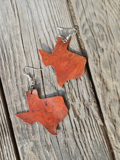 Texas Shaped Leather Earrings