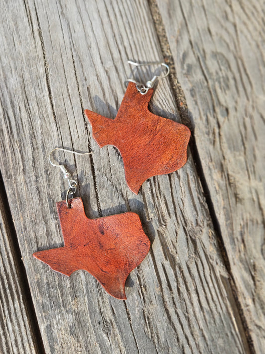 Texas Shaped Leather Earrings