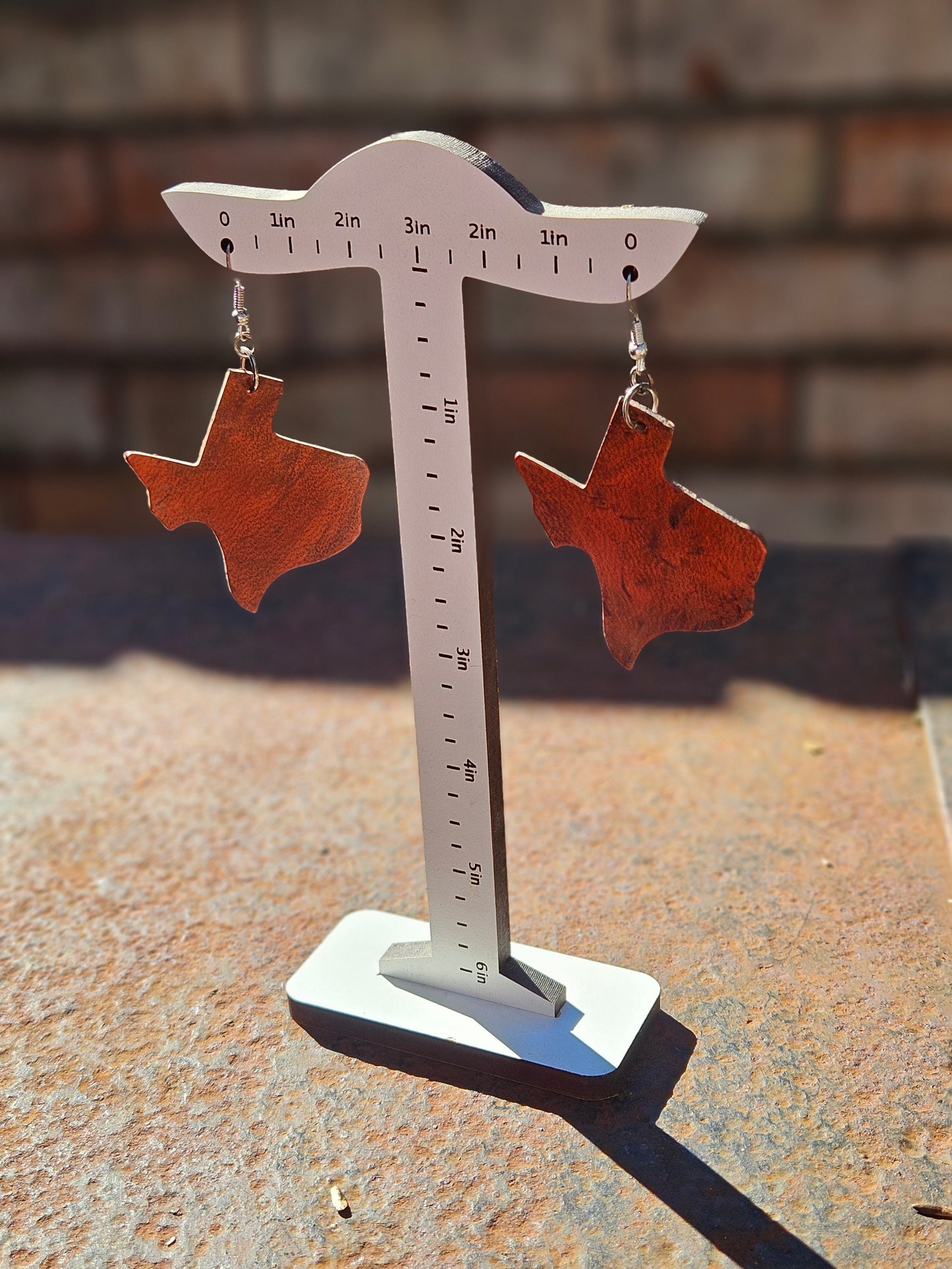Texas Shaped Leather Earrings