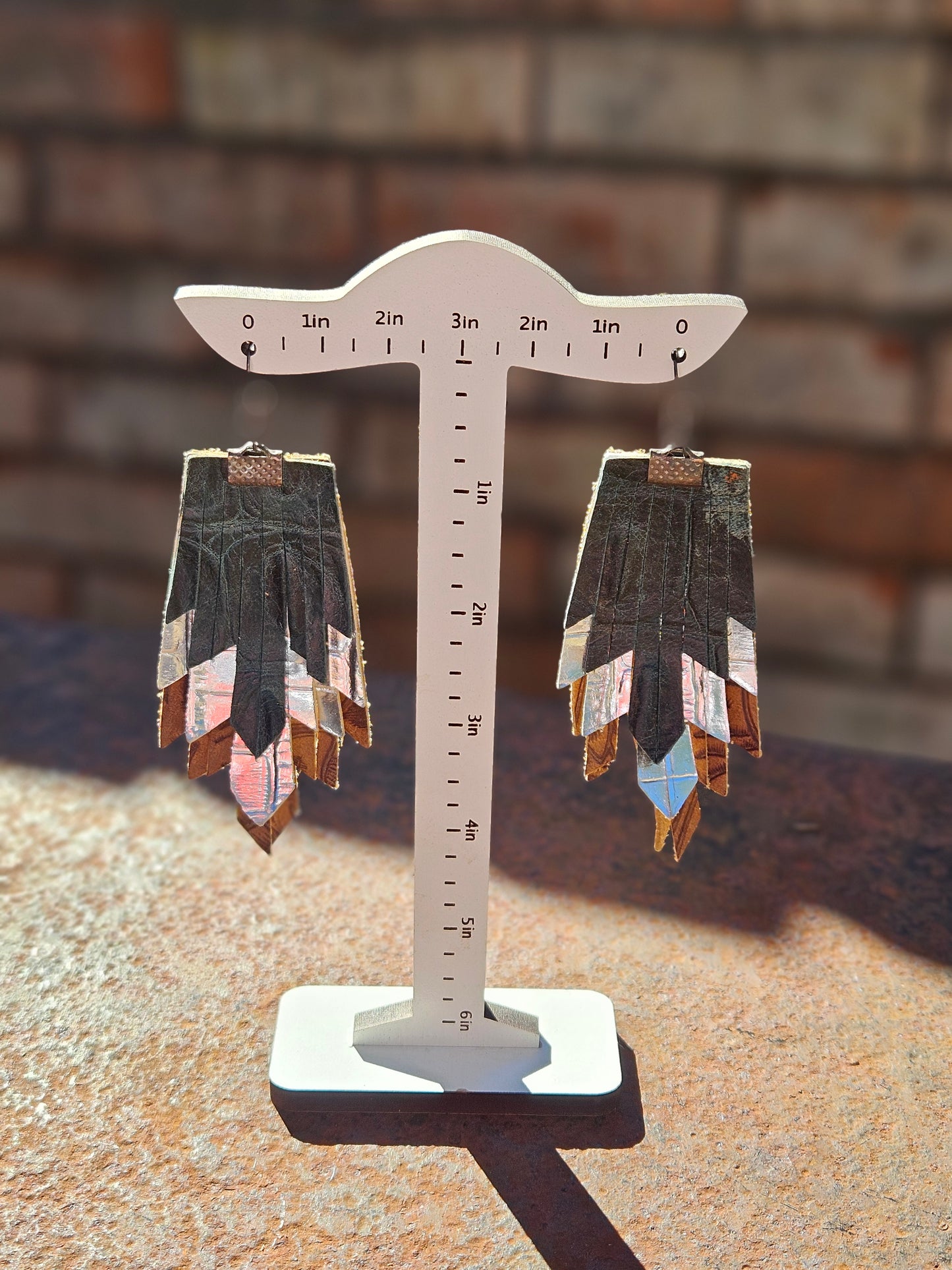 Triple Layer Leather Earrings