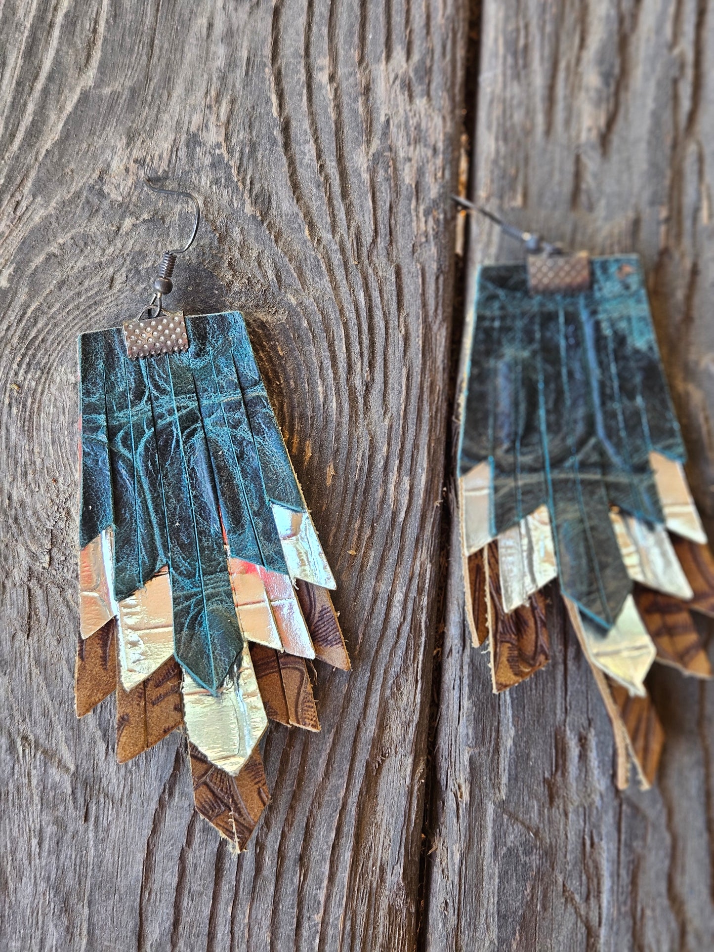 Triple Layer Leather Earrings