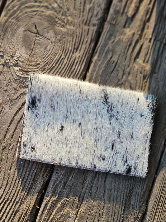 White Cowhide with Black Speckles Card Holder