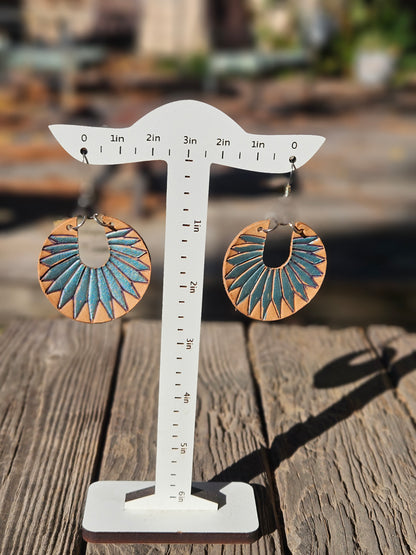 Metallic Blue Sunburst Earrings
