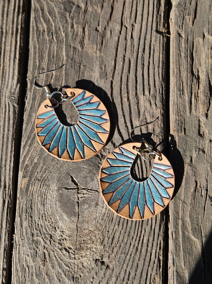 Metallic Blue Sunburst Earrings