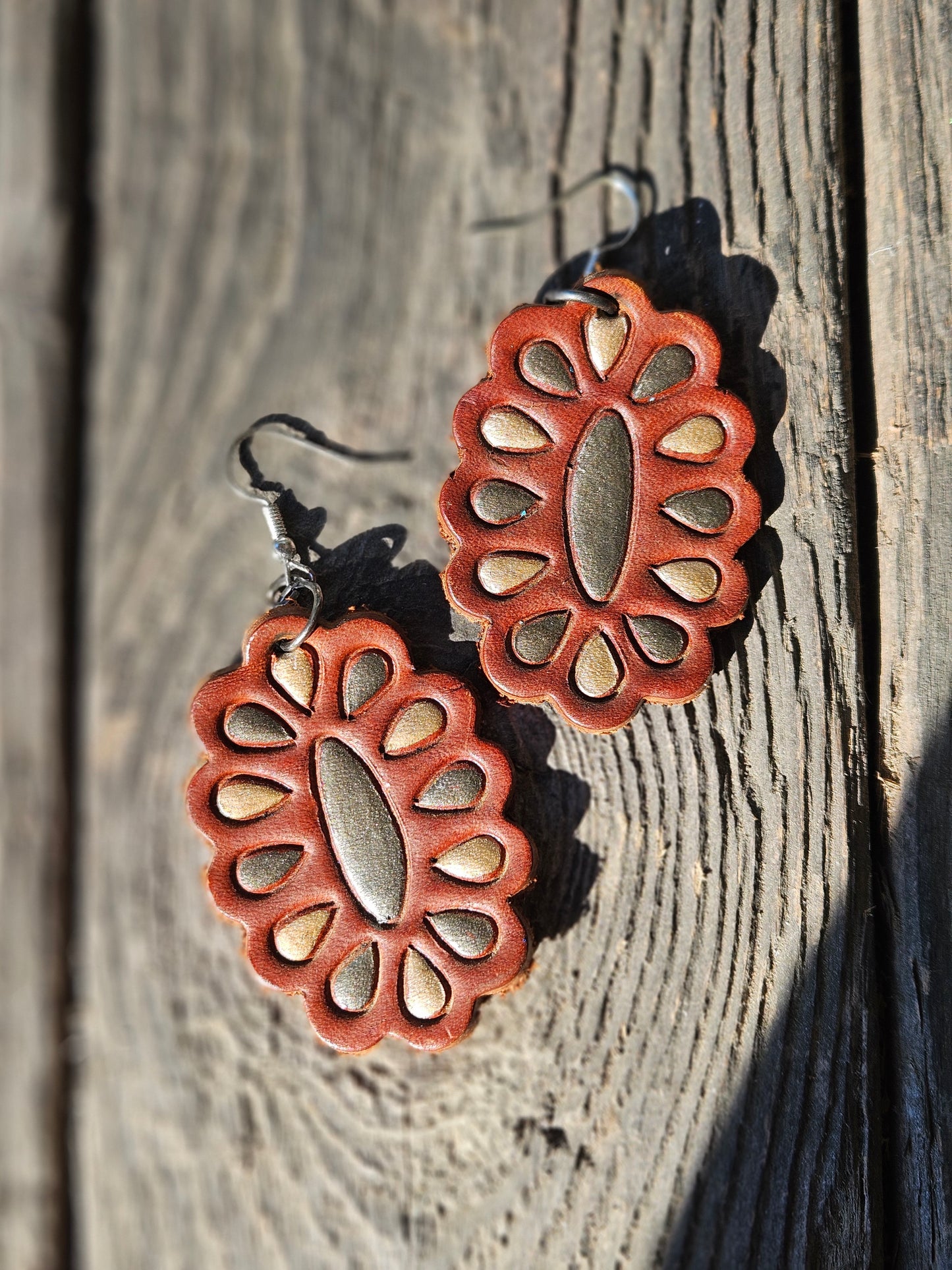 Pewter and Rose-gold Blossom Earrings